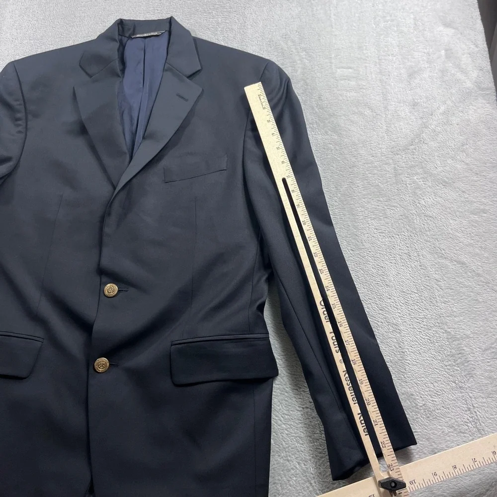 Vineyard Vines Mens 38R Navy Blue Wool Blazer Gold Crest Button Sport Coat Luxor
